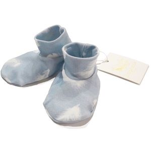 Organic Baby Booties Blue Feather (0-6 mos) NWT
